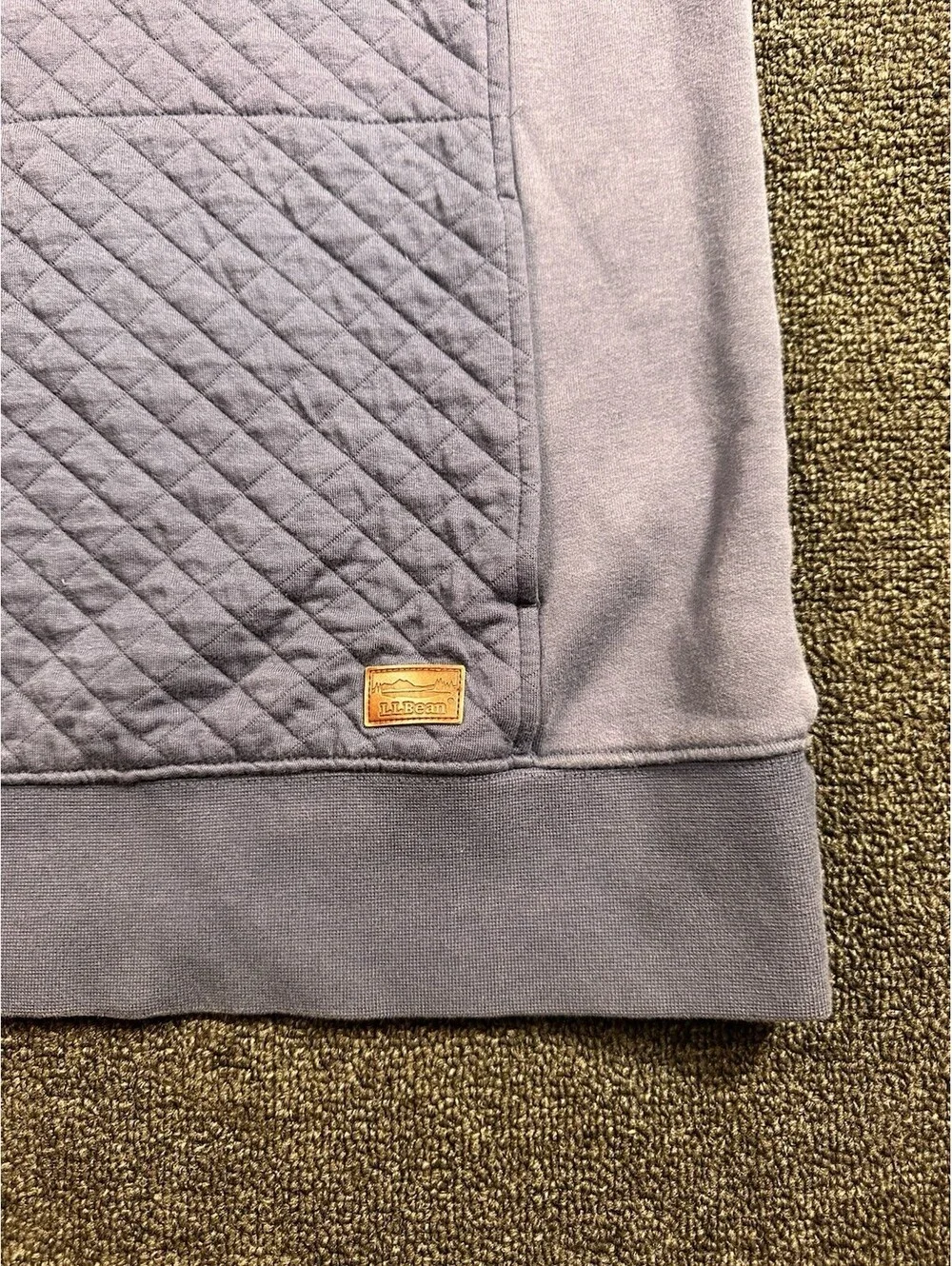 LL Bean Quilted Quarter Zip Pullover Sweatshirt M Reg Blue